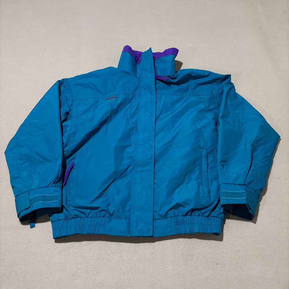 Columbia Bugaboo Jacket Womens Large Teal Blue Purple Vintage Style Gorpcore